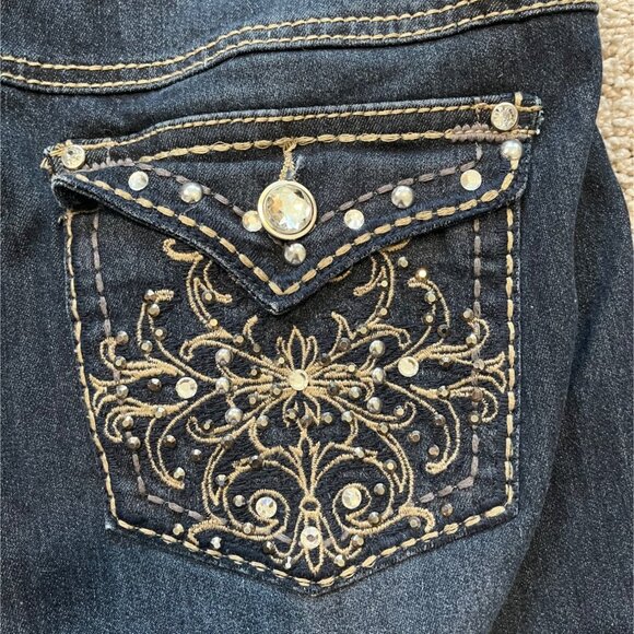 Cato Premium Womens 16W Embellished Classic Fit Jeans Rhinestone Accents Stretch - Picture 1 of 9